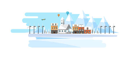Winter Landscape Abstract Background. Flat Vector Illustration.のイラスト素材