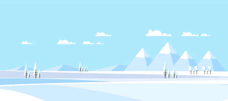 Winter Landscape Background. Flat Vector Illustrationのイラスト素材