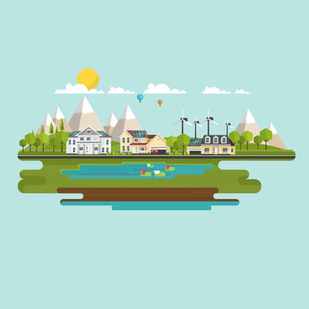 Flat Design Suburban Abstract Vector Illustration.のイラスト素材