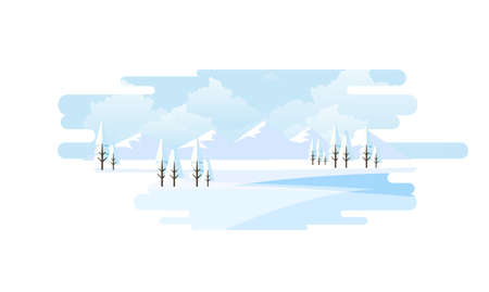 Winter Landscape Background. Flat Vector Illustrationのイラスト素材