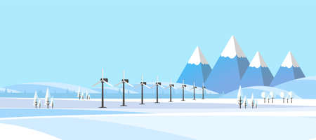 Winter Landscape Background. Flat Vector Illustrationのイラスト素材