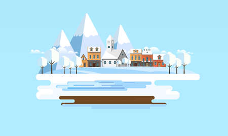 Winter Landscape Background. Flat Vector Illustrationのイラスト素材