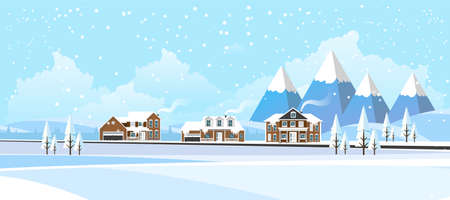 Winter Landscape Background. Flat Vector Illustrationのイラスト素材