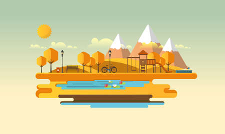 Vector illustration Abstract Flat Public Park.のイラスト素材
