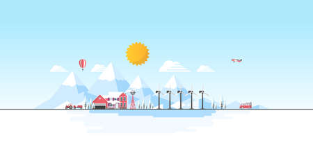Winter Landscape Background. Flat Design Vector Illustrationのイラスト素材