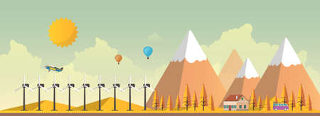 Eco lifestyle background. Flat design concept vector illustration.のイラスト素材
