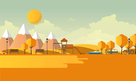 Vector illustration Abstract Flat Public Park.のイラスト素材
