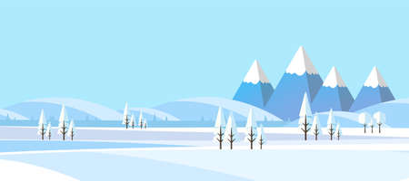 Winter Landscape Background. Flat Vector Illustrationのイラスト素材