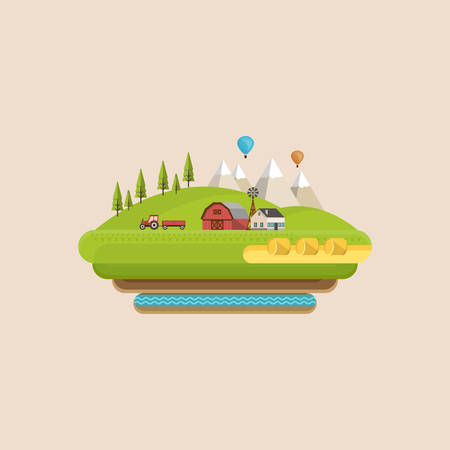 Flat Design Vector Illustration Abstract Countryside.のイラスト素材