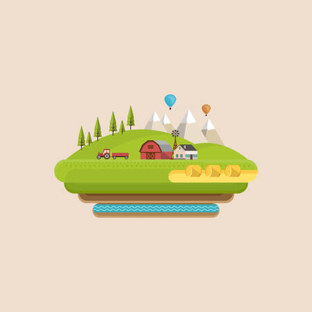 Illustration for Flat Design Vector Illustration Abstract Countryside. - Royalty Free Image