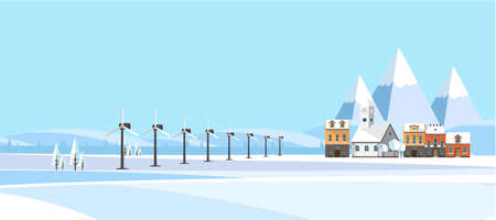 Winter Landscape Background. Flat Design Vector Illustrationのイラスト素材