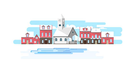Winter Landscape Abstract Background. Flat Vector Illustration.のイラスト素材