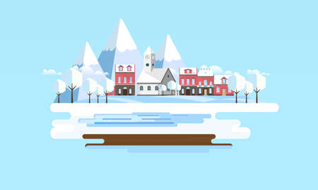 Winter Landscape Abstract Background. Flat Vector Illustration.のイラスト素材