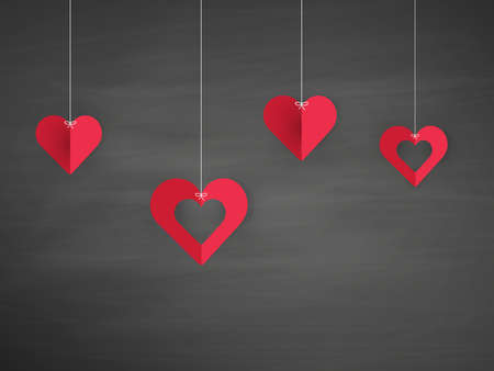 Vector Hanging Origami Hearts. Valentine's Day Design,のイラスト素材
