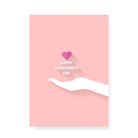 Hand Holding Heart - Valentines Day Card Vector Designのイラスト素材