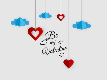 Hanging Valentine's Day Cut Out Paper hearthsのイラスト素材