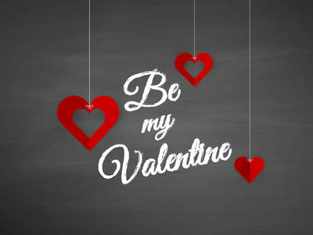 Vector Hanging Origami Hearts. Valentine's Day Design.のイラスト素材