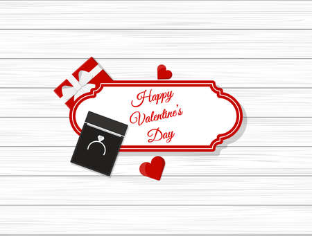 Valentine's Day Vector Design on Wooden Table.のイラスト素材