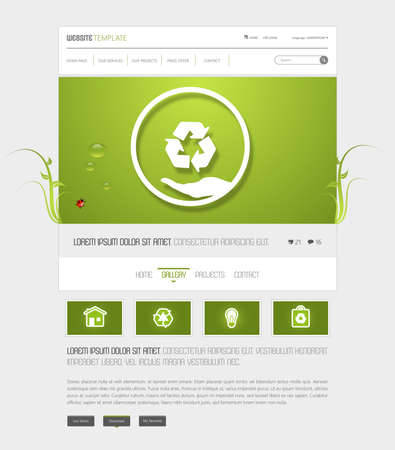 Eco Green Website Interface Design. Vector Illustration.のイラスト素材