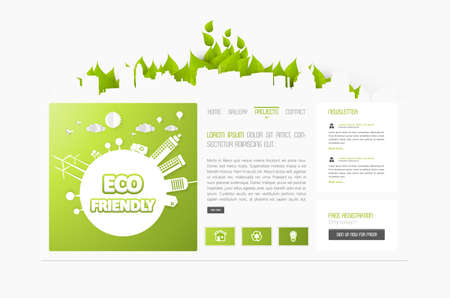 Eco Website Template Interface, Vector Illustration, Simple Design.のイラスト素材