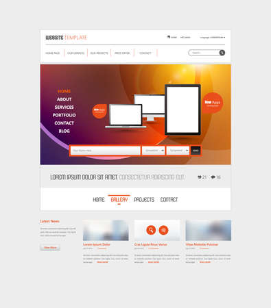 Clean Simple Minimalistic Website Template Interface, Vector Illustration.のイラスト素材