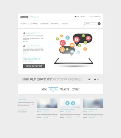 Clean Simple Minimalistic Website Template Interface, Vector Illustration.のイラスト素材