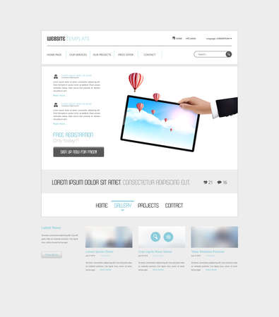 Clean Simple Minimalistic Website Template Interface, Vector Illustration.のイラスト素材