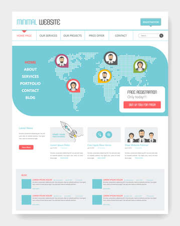 Clean Modern Website Template Interface, Vector Illustration.のイラスト素材