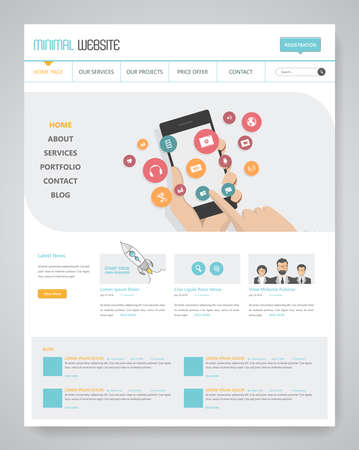 Clean Modern Website Template Interface, Vector Illustration.のイラスト素材