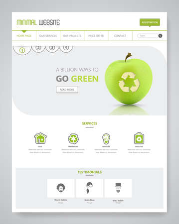 Eco Clean Modern Website Template Interface, Vector Illustration.のイラスト素材