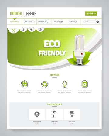 Eco Clean Modern Website Template Interface, Vector Illustration.のイラスト素材