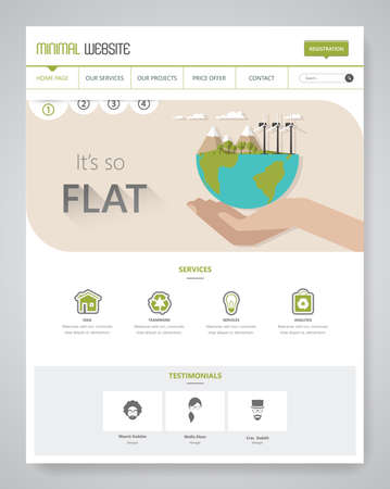 Eco Clean Modern Website Template Interface, Vector Illustration.のイラスト素材