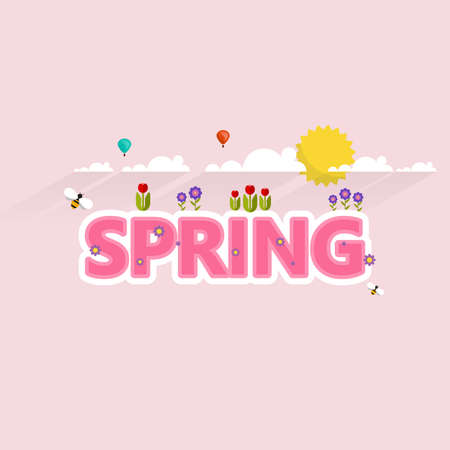 Spring in Word Vector Decorative Design.のイラスト素材