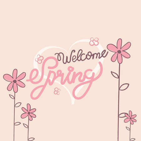 A spring Hand Drawn Lettering Greeting Backgroundのイラスト素材