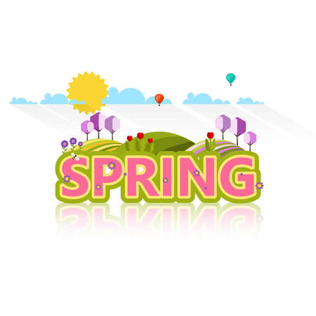 Creative design of an abstract Colorful Creative Lettering with Spring Flowers. In Editable Vector Format.のイラスト素材