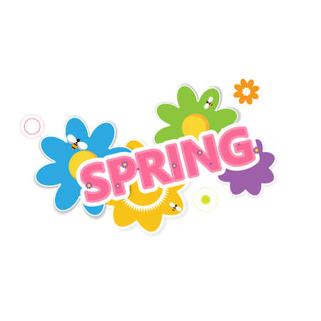 Creative design of a Colorful Creative Lettering with Spring Flowers. In Editable Vector Format.のイラスト素材