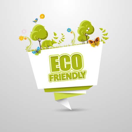 Bio, eco, organic and natural origami vector design.のイラスト素材