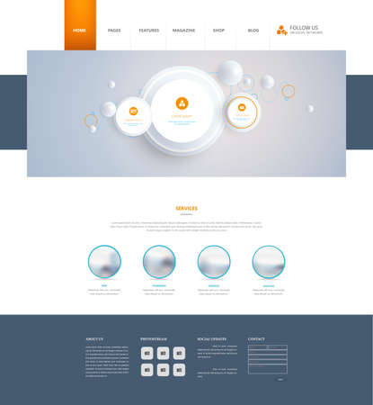 Vector Modern Website Template Design With Abstract Minimalistic Headerのイラスト素材