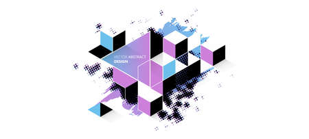Geometric glitch abstract vector background. Modern chaos illustration.のイラスト素材