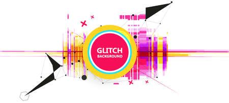 Geometric glitch abstract vector background. Modern chaos illustration.のイラスト素材