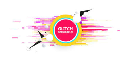 Geometric glitch abstract vector background. Modern chaos illustration.のイラスト素材
