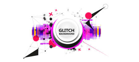 Geometric glitch abstract vector background. Modern chaos illustration.のイラスト素材