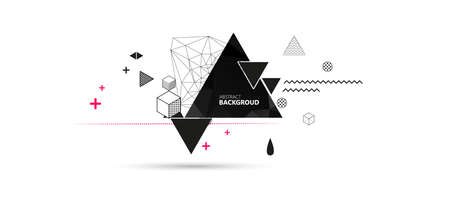 Abstract Background. Geometric elements Memphis in the style of 80's. Vector illustration.のイラスト素材