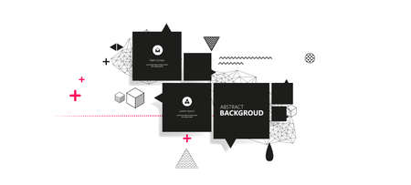 Abstract Background. Geometric elements Memphis in the style of 80's. Vector illustration.のイラスト素材