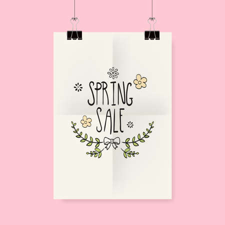 Spring Flyer or Cover Design, with hand drawn lettering.のイラスト素材