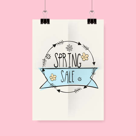 Spring Flyer or Cover Design, with hand drawn lettering.のイラスト素材