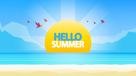 Creative Abstract Vector Summer Landscape, with Space for Your Text.のイラスト素材