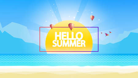 Creative Abstract Vector Summer Landscape, with Space for Your Text.のイラスト素材