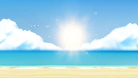 Realistic Vector Beach Landscape.のイラスト素材