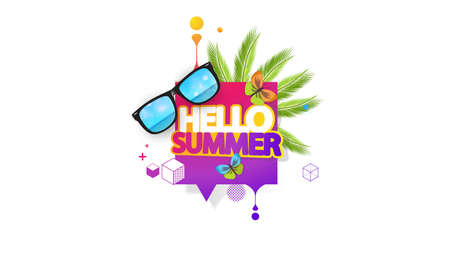 Abstract Summer Vector Illustration Decorative Greeting Background on White.のイラスト素材